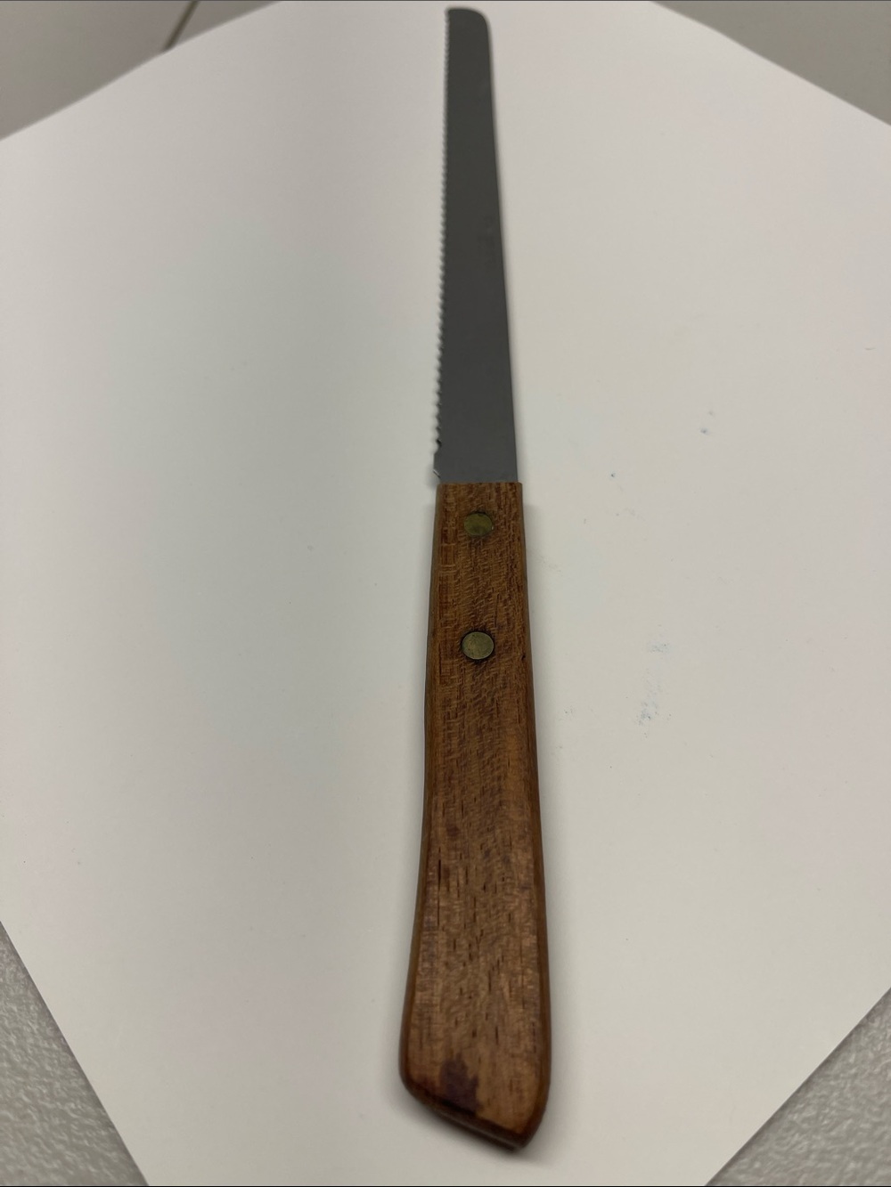 Vintage Bread Knife Serrated Stainless Steel Wood Handle Japan 12" Slicer